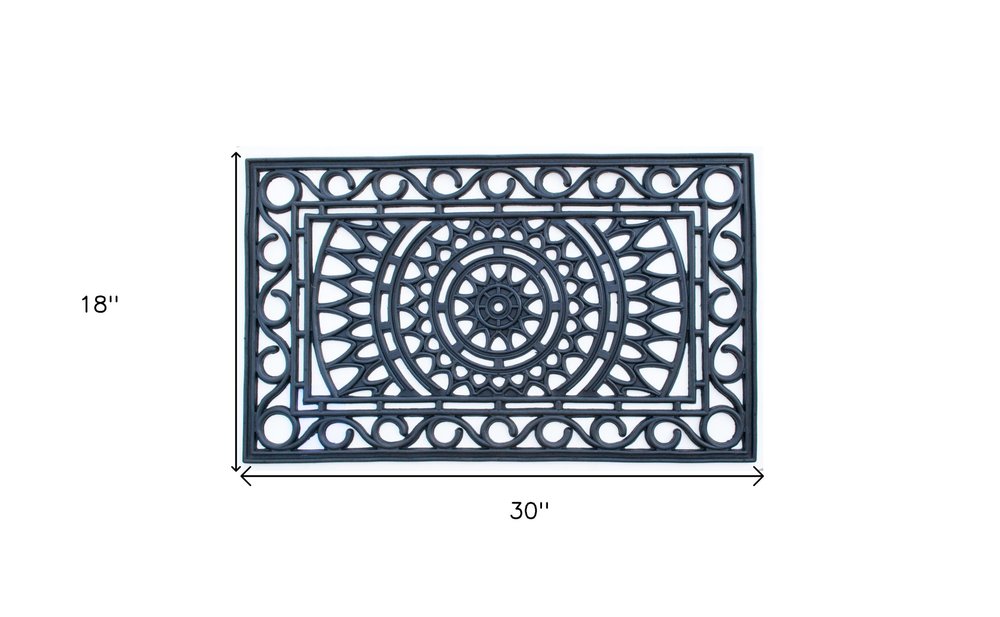 18" X 30" Black Rubber Outdoor Door Mat