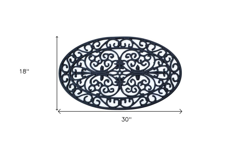 18" X 30" Black Rubber Outdoor Oval Door Mat