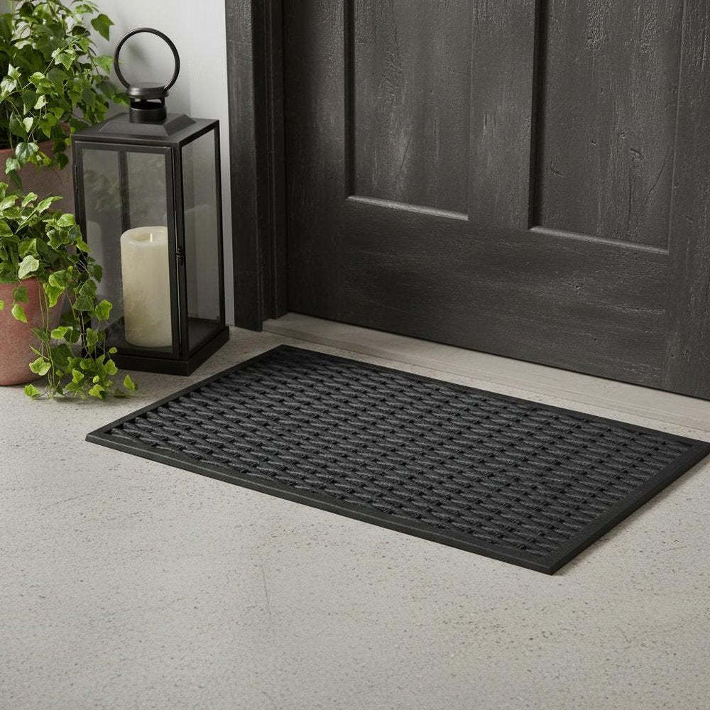 18" X 30" Black Rubber Outdoor Door Mat
