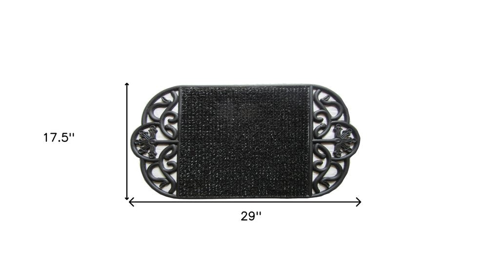 18" X 29" Black Rubber Outdoor Oval Door Mat