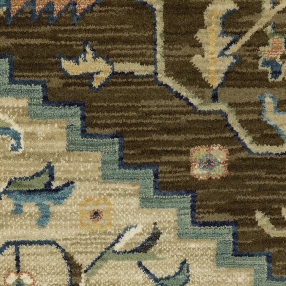 8' X 11' Brown And Orange Oriental Area Rug With Fringe