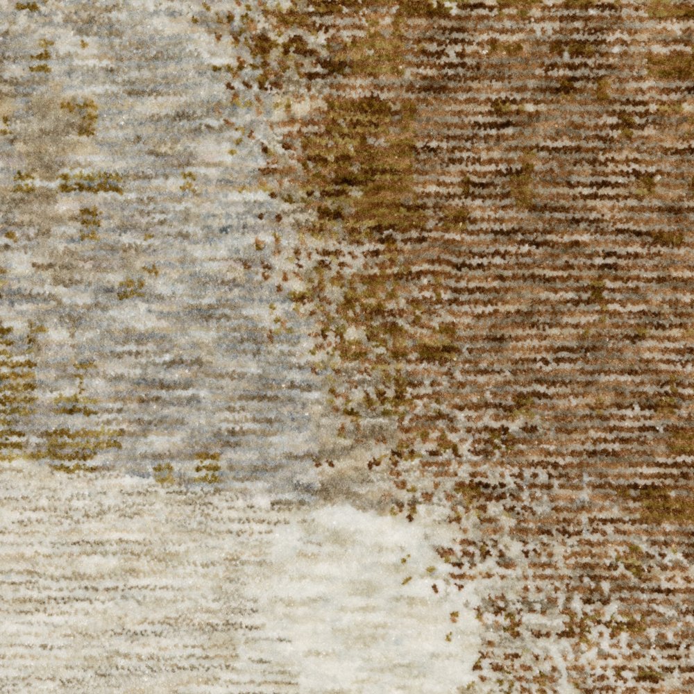 8' X 11' Beige And Rust Abstract Distressed Area Rug With Fringe