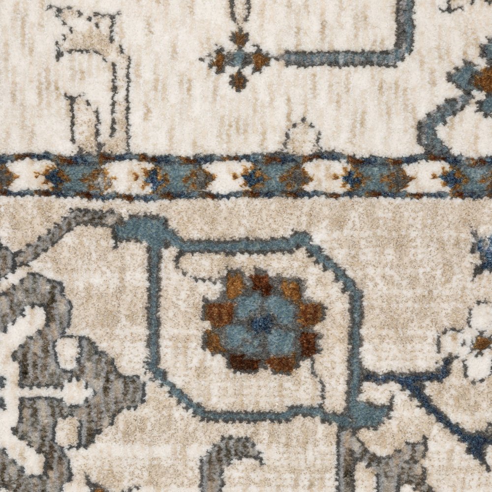 8' X 11' Ivory And Blue Oriental Area Rug