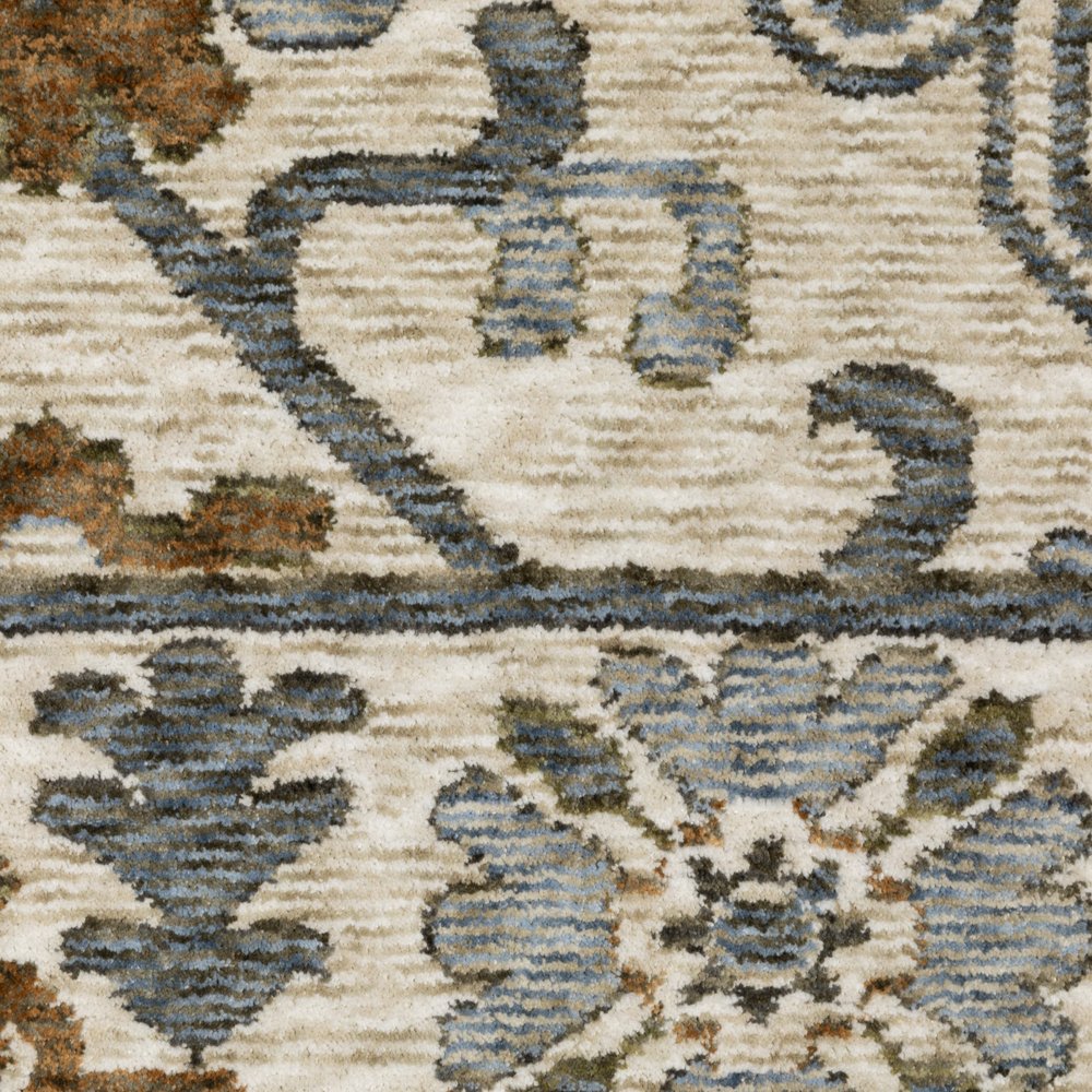 8' X 11' Ivory And Rust Floral Area Rug With Fringe
