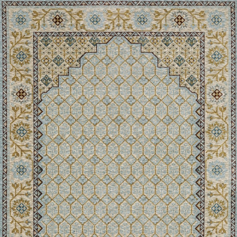 8' X 11' Gold Oriental Area Rug With Fringe