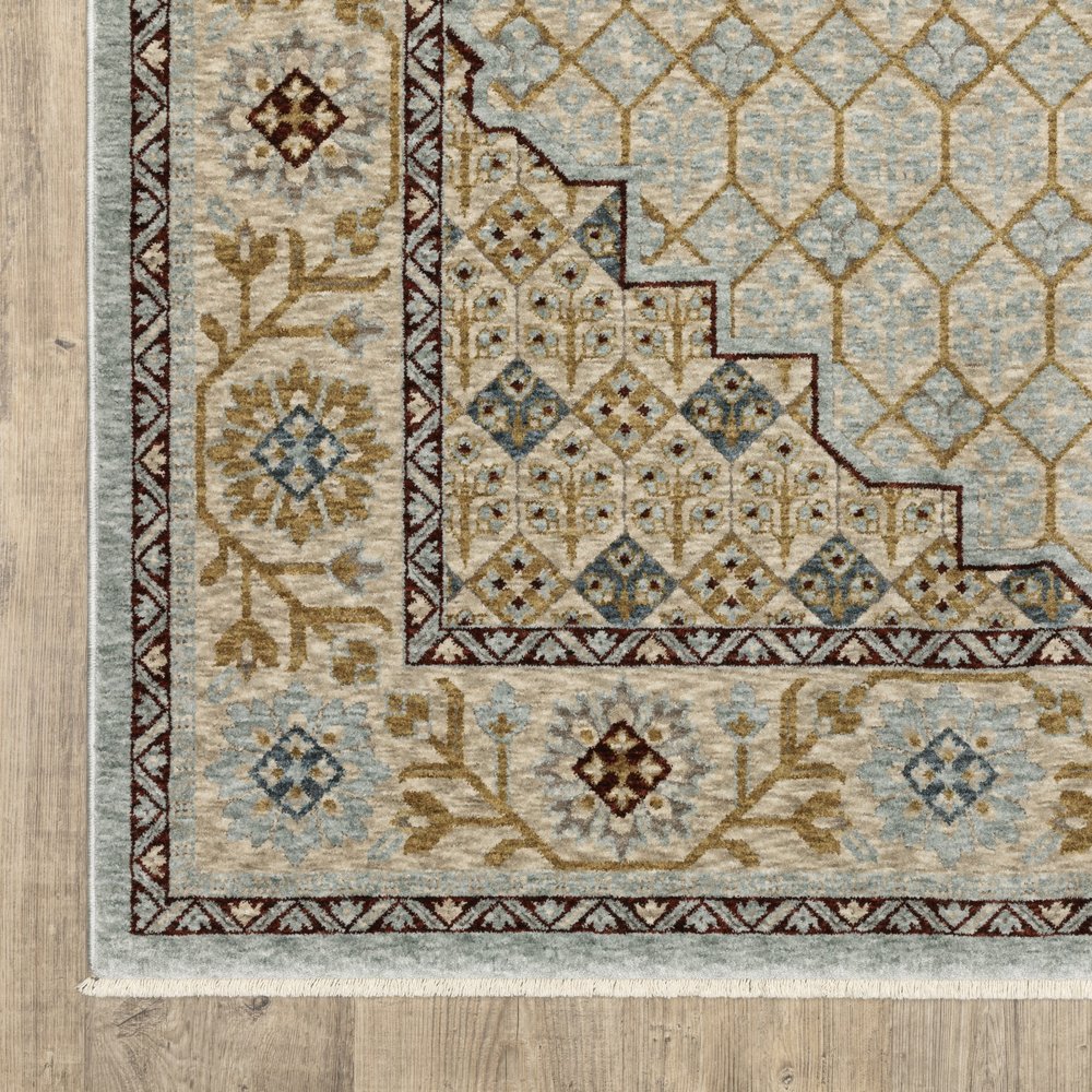 8' X 11' Gold Oriental Area Rug With Fringe