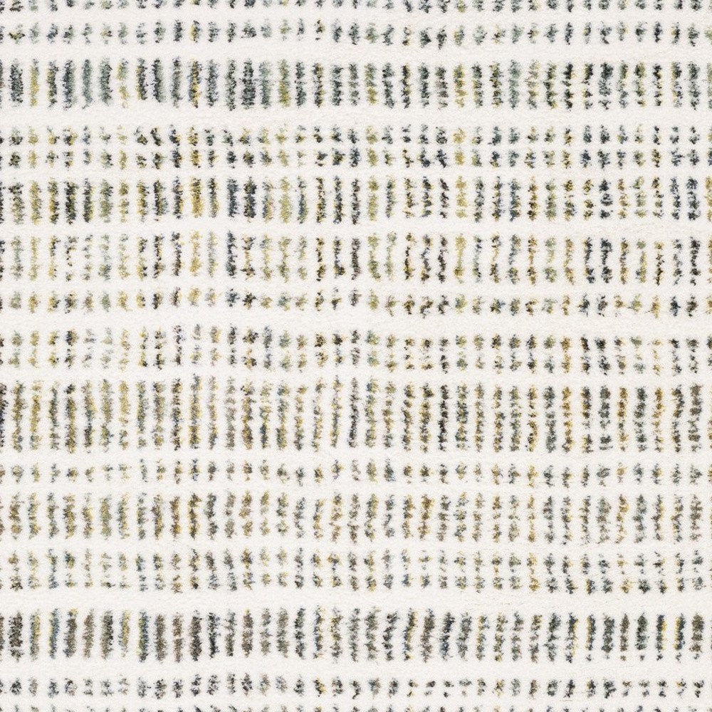 8' X 11' Ivory Gold And Gray Striped Area Rug