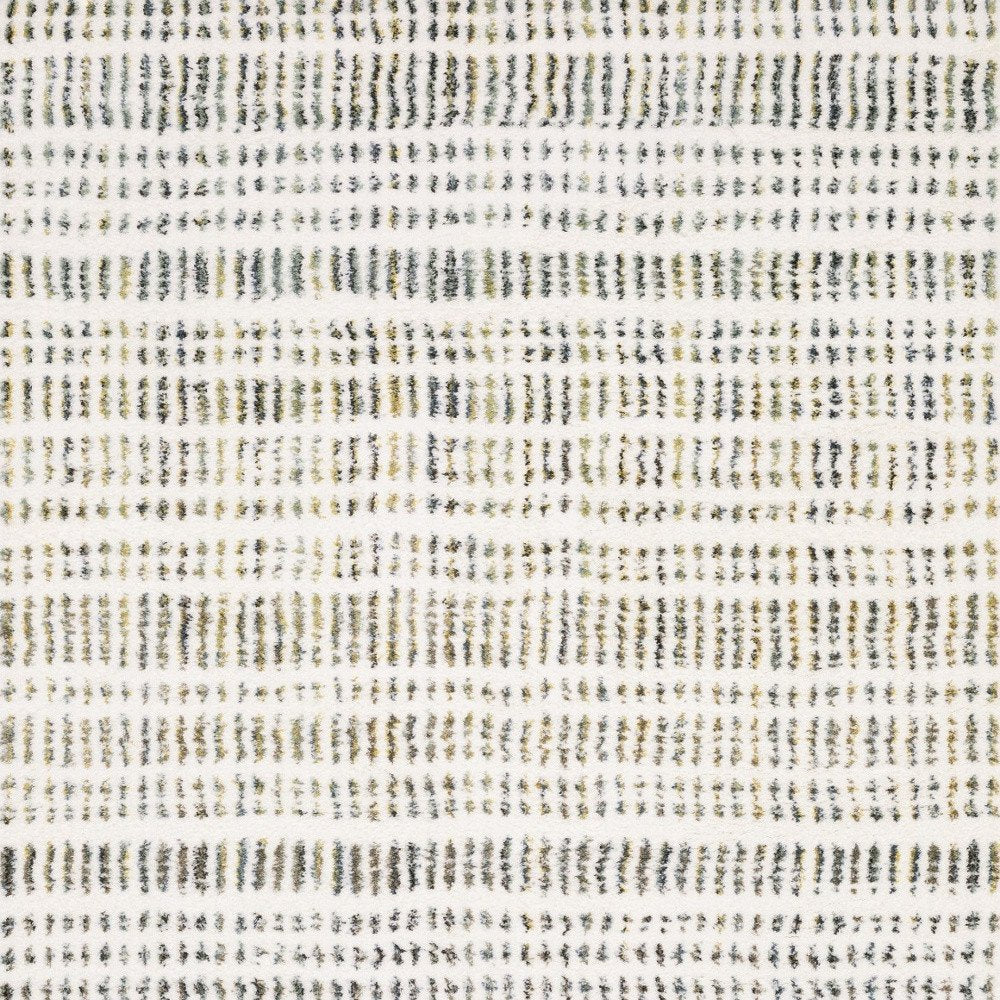 8' X 11' Ivory Gold And Gray Striped Area Rug