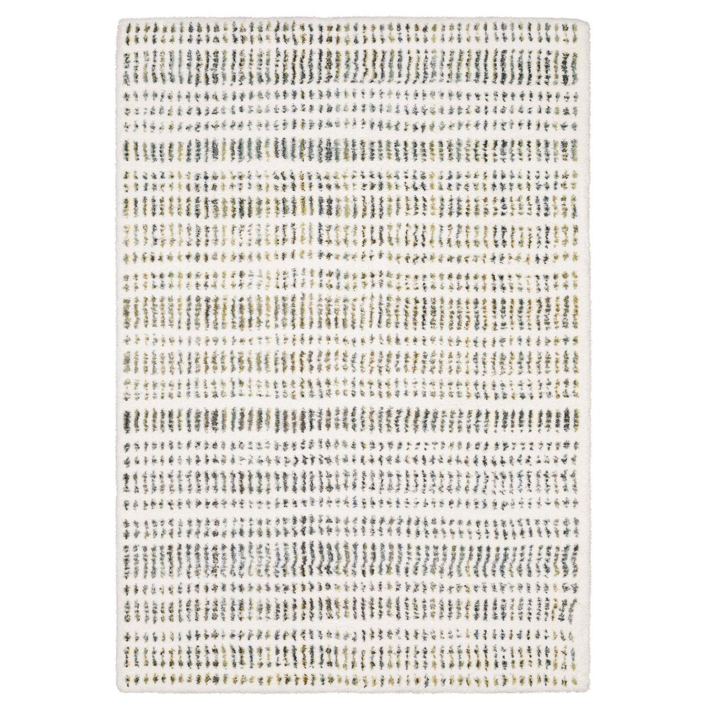 8' X 11' Ivory Gold And Gray Striped Area Rug