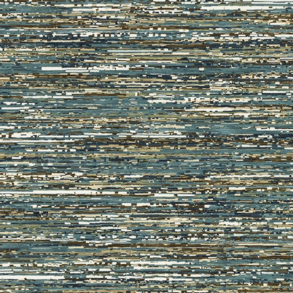 8' X 11' Blue Brown And Ivory Striped Area Rug