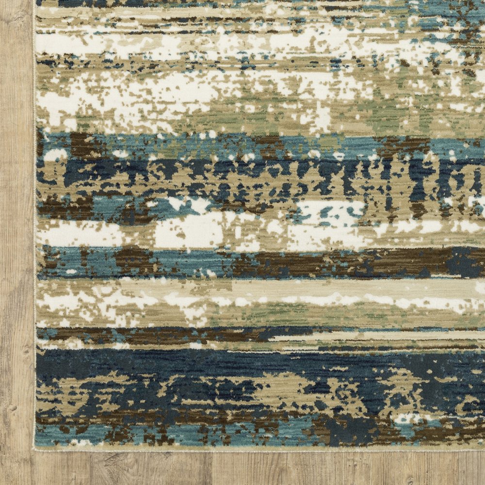8' X 11' Beige And Blue Abstract Area Rug