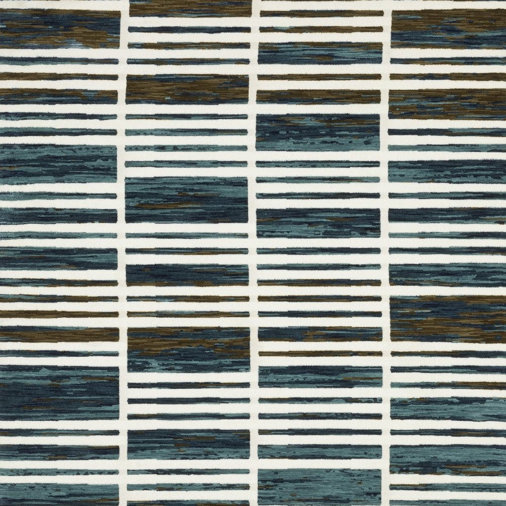 8' X 11' Ivory And Blue Geometric Area Rug