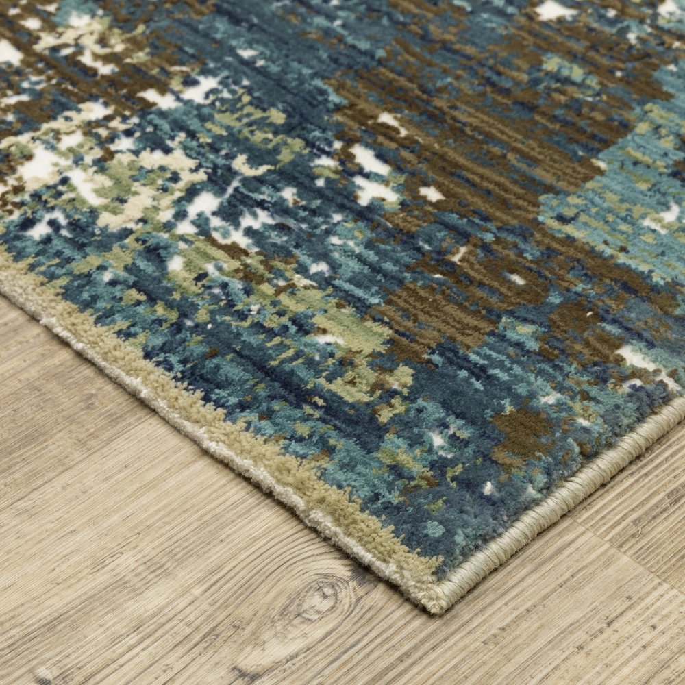 8' X 11' Blue And Green Abstract Area Rug