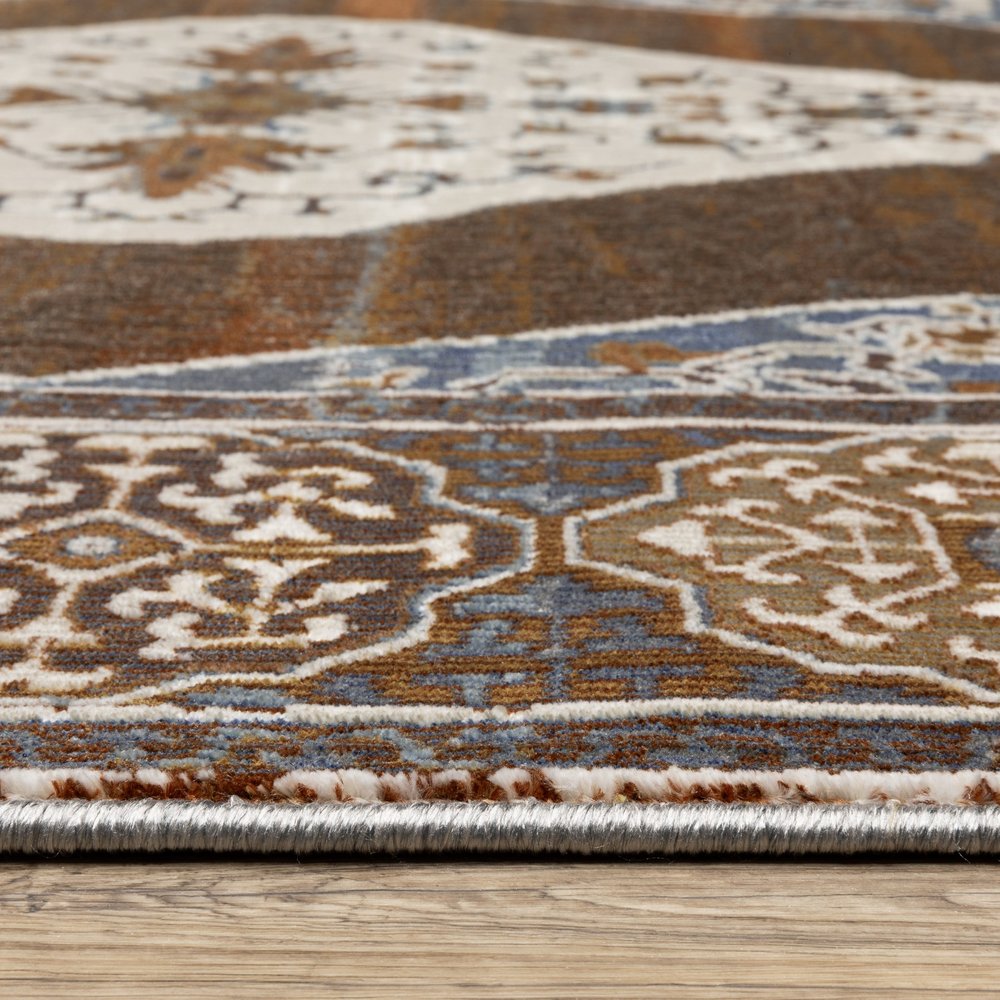 8' X 11' Gray And Blue Medallion Area Rug