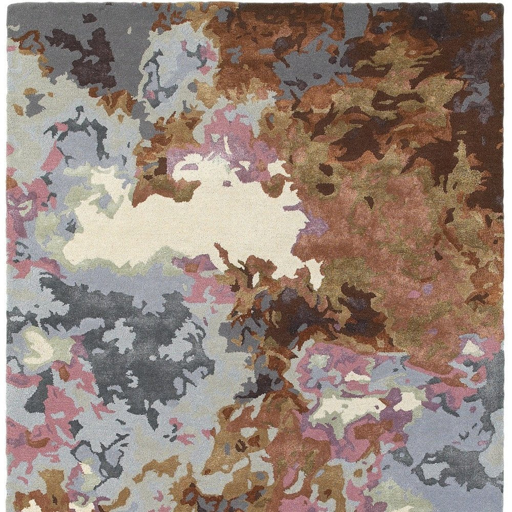 8' X 10' Blue And Brown Abstract Hand Tufted Area Rug