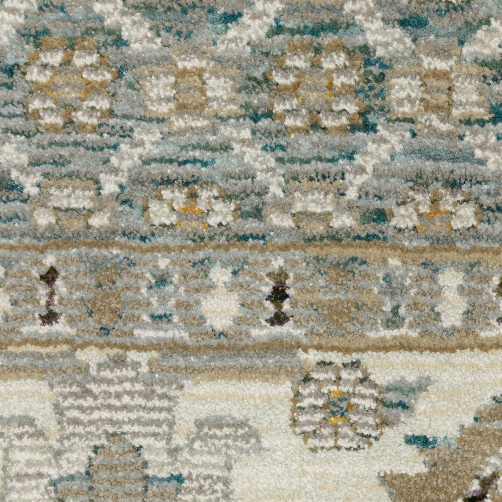 9' X 12' Blue And Ivory Oriental Area Rug