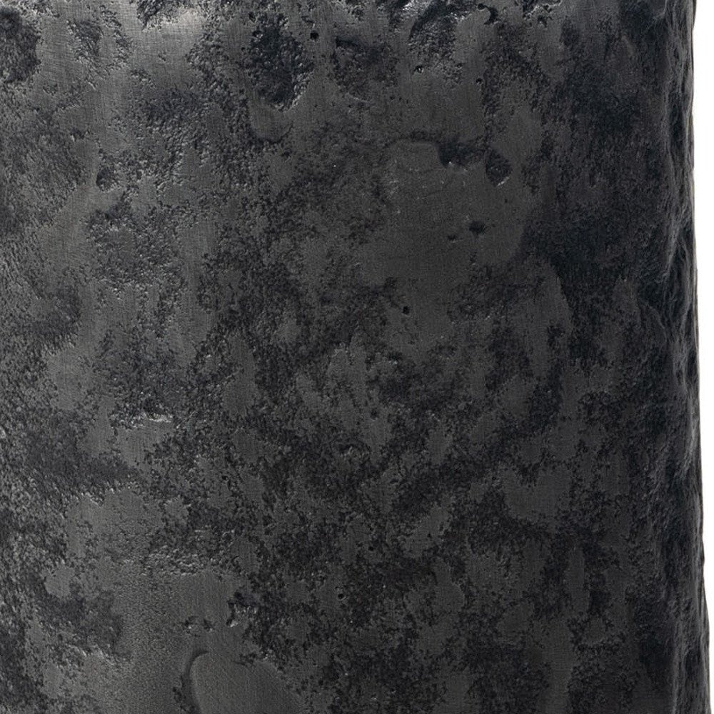 14" Gray Hammered Cylinder Aluminum Table Vase