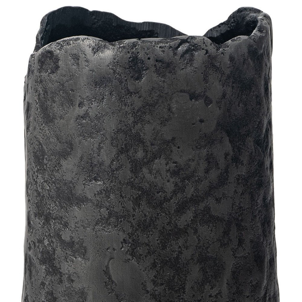 14" Gray Hammered Cylinder Aluminum Table Vase