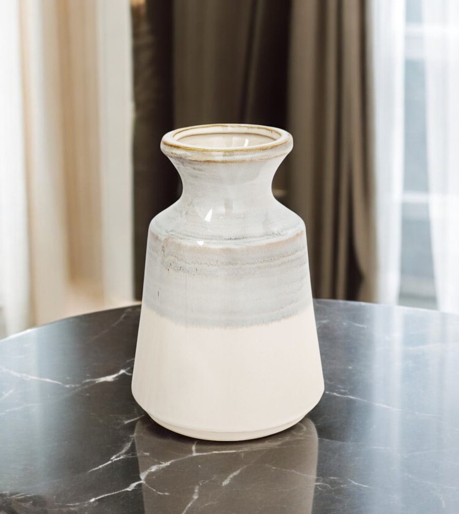 9" Blue And White Color Block Bud Ceramic Table Vase