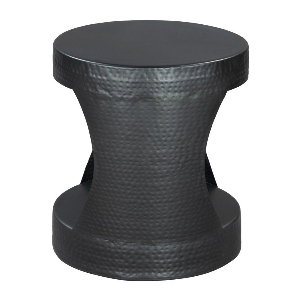 20" Black Iron Round Floor Shelf End Table