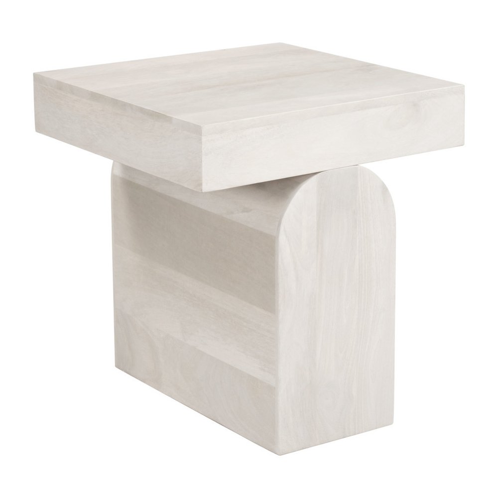 22" Natural Solid Wood Square Pedestal End Table
