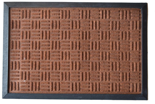 24" X 36" Brown Synthetic Fiber Abstract Outdoor Door Mat