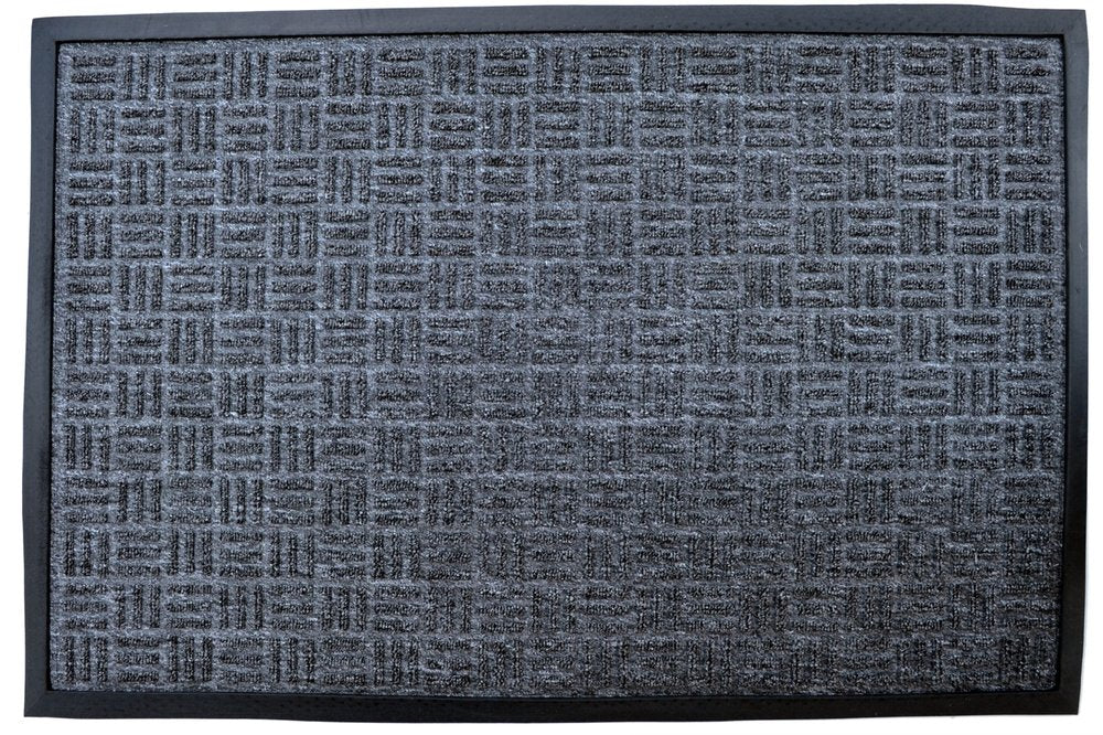 24" X 36" Gray Synthetic Fiber Abstract Outdoor Door Mat