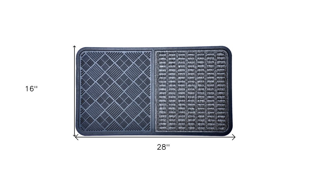 16" X 28" Gray Synthetic Fiber Abstract Outdoor Door Mat