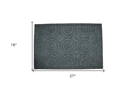 16" X 27" Gray Synthetic Fiber Abstract Outdoor Door Mat