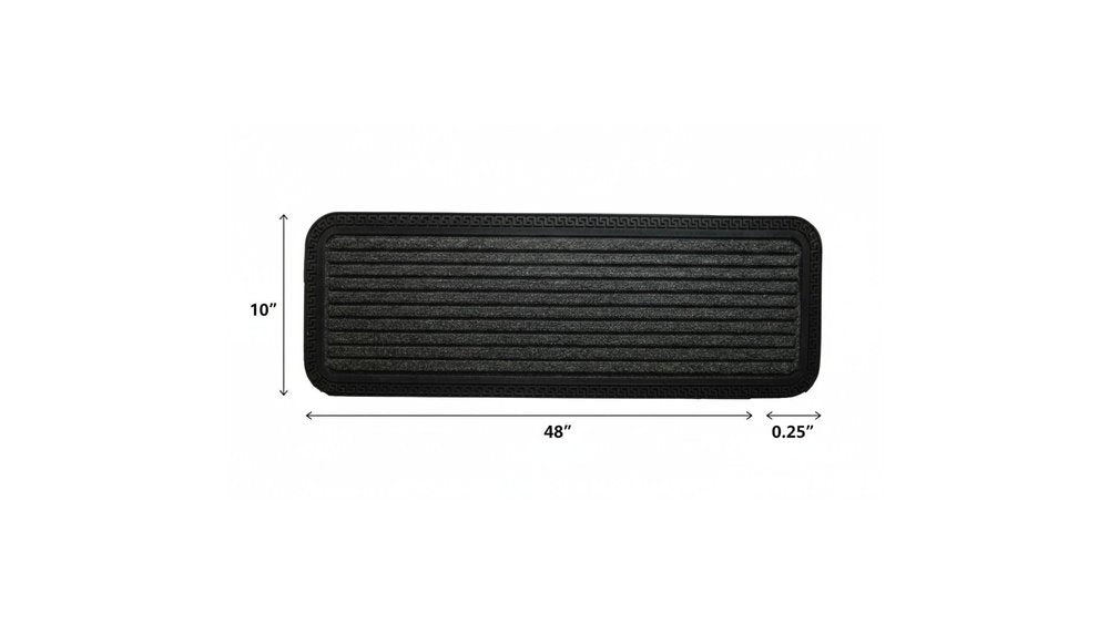 10" X 48" Gray Synthetic Fiber Striped Outdoor Door Mat