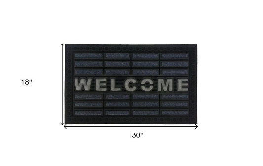 18" X 30" Gray Synthetic Fiber Abstract Outdoor Door Mat