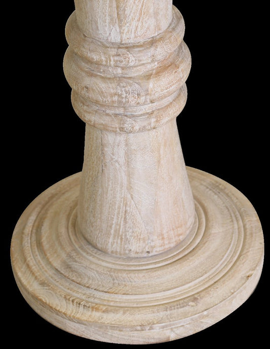 28" Brown Solid Wood Round Pedestal End Table