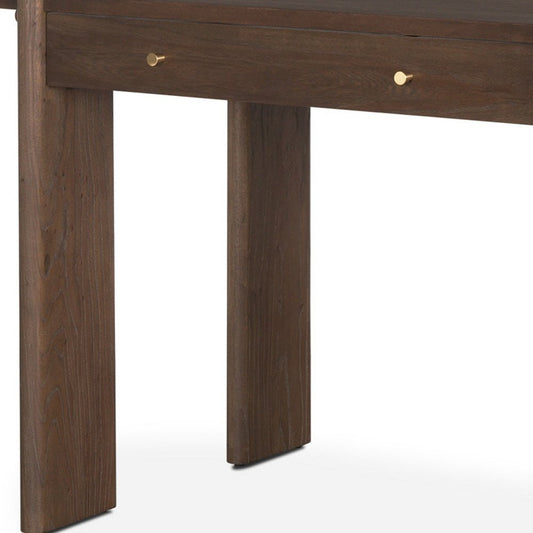 59" Dark Brown Solid Wood Oval Writing Desk