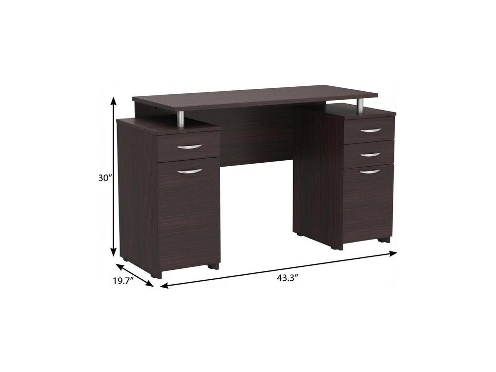 43" Espresso Computer Desk With Four Drawers