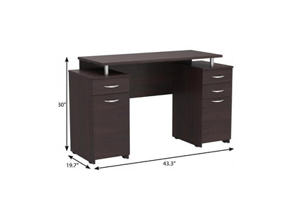 43" Espresso Computer Desk With Four Drawers