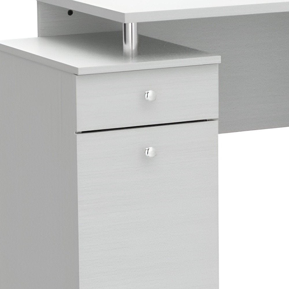 51" White Computer Desk With Five Drawers