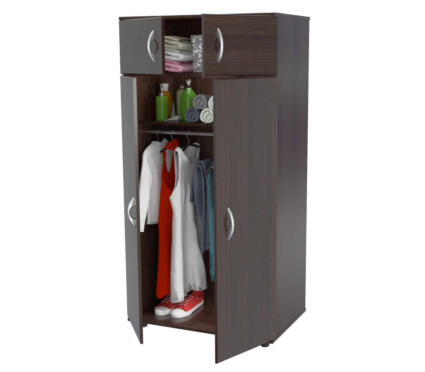 32" Espresso Melamine Mirrored Combo Dresser