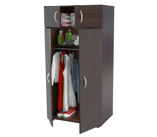 32" Espresso Melamine Mirrored Combo Dresser