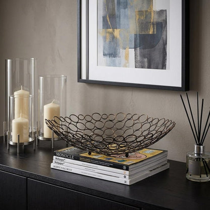 19" Bronze Metal Round Centerpiece Bowl