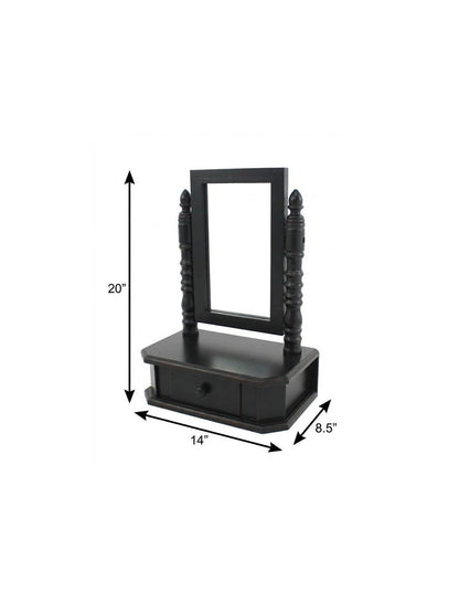 20" Black Wood Framed Freestanding Makeup Shaving Tabletop Mirror