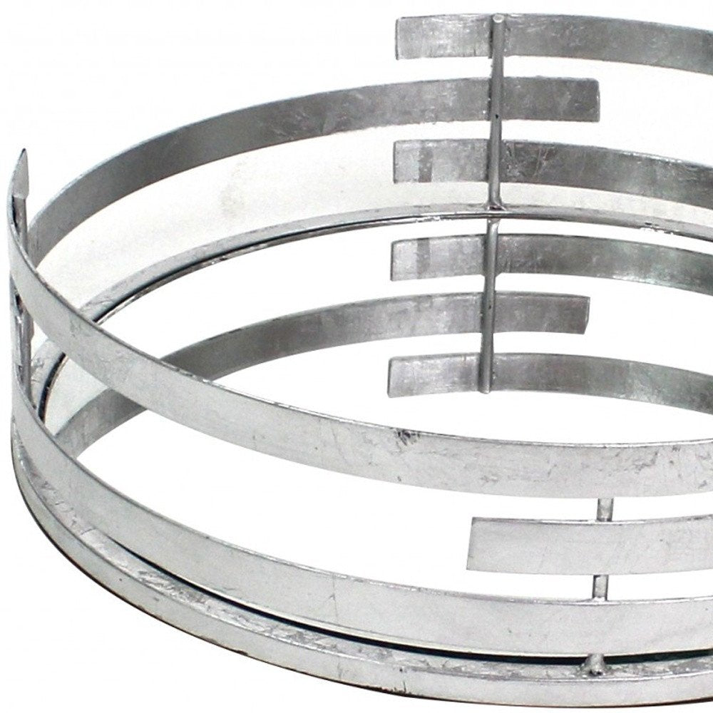 14" Silver Round Metal Geometric Vanity Tray