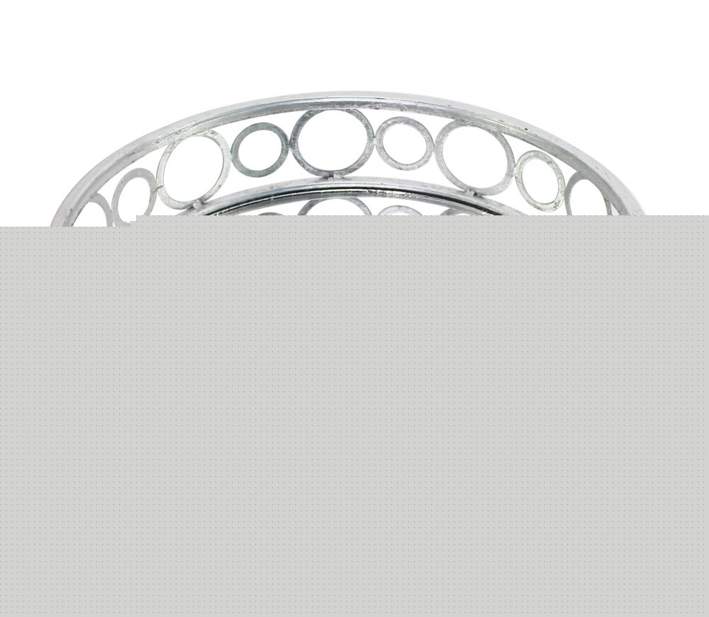 14" Silver Round Metal Geometric Vanity Tray
