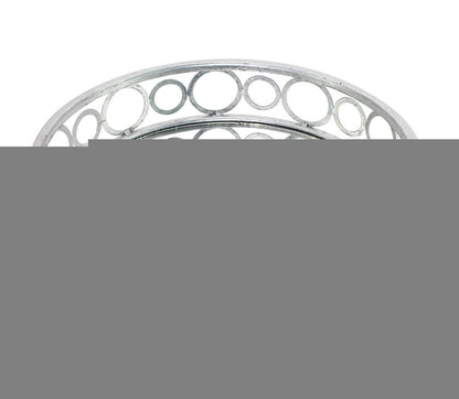 14" Silver Round Metal Geometric Vanity Tray
