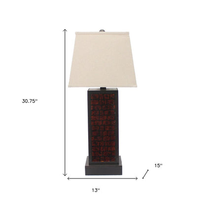 31" Black Metal Bedside Table Lamp With White Shade