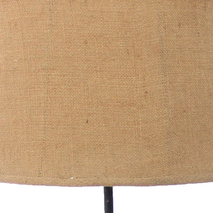 28" Distressed Gray Metal Novelty Bedside Lamp With Khaki Drum Shade