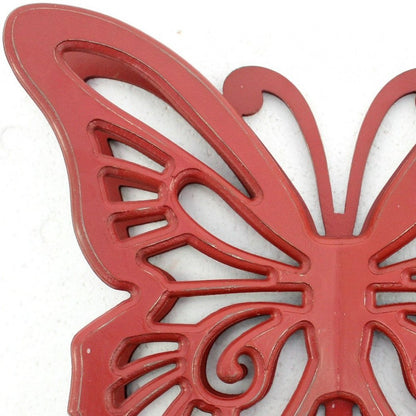 23" X 19" Red Butterfly Wood Hanging Dimensional Sculpture