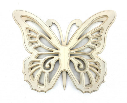 23" X 19" Red Butterfly Wood Hanging Dimensional Sculpture