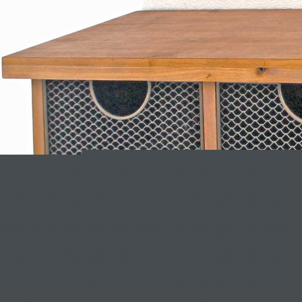 Brown Rustic Wooden Wall Shelf With 3 Drawers And Hooks