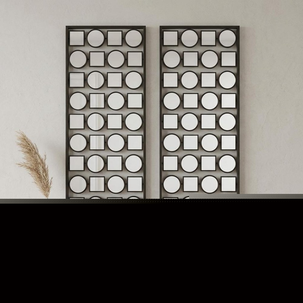 Set of Two 30" X 12" Bronze Mirrored Metal Abstract Wall Decor