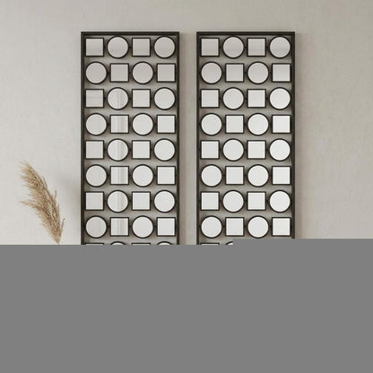Set of Two 30" X 12" Bronze Mirrored Metal Abstract Wall Decor